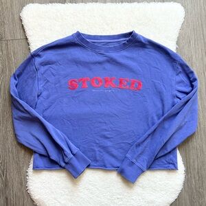 Spiritual Gangster Purple Cropped “Stoked” Graphic Sweatshirt